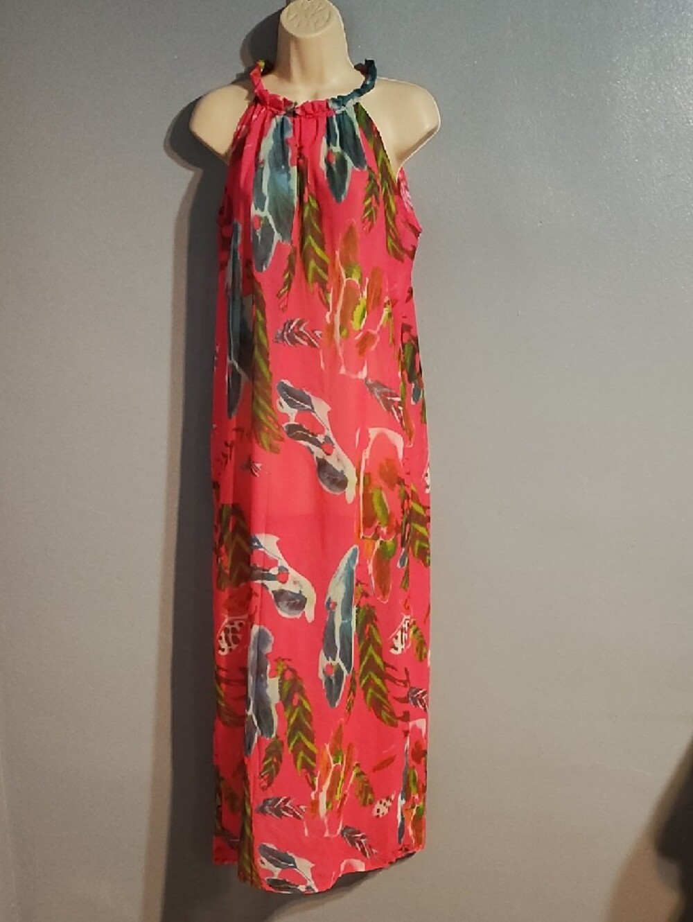 Tropical Pink Halter Maxi Dress - Picture 6 of 17
